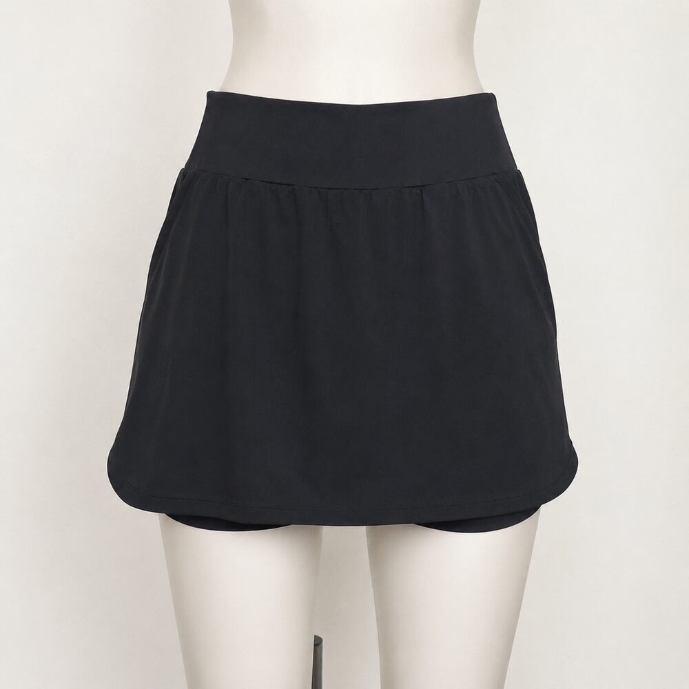 Women’s Black Pull-On Athletic Skort w/ Built-In Shorts Solid Short Length M